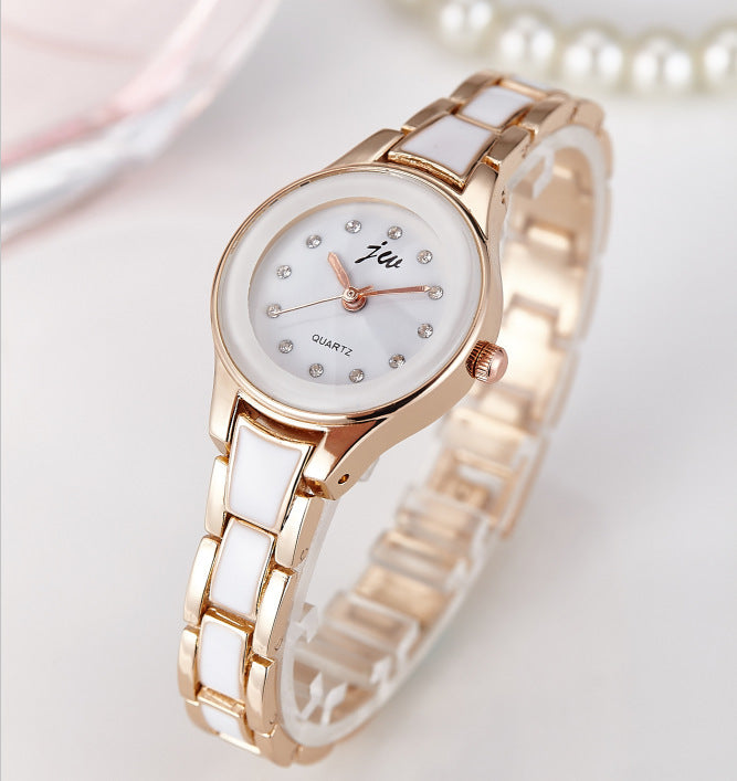 Imitation ceramic steel band ladies watch