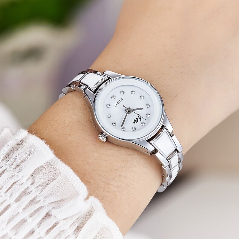 Imitation ceramic steel band ladies watch