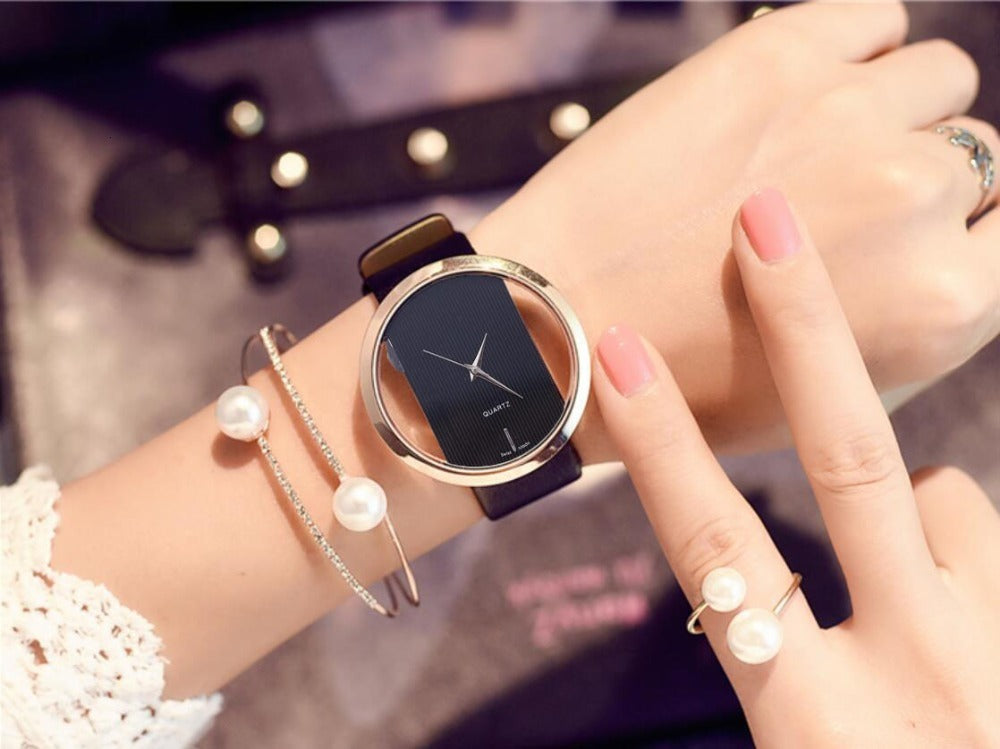 Simple watch transparent hollow personality ladies watch