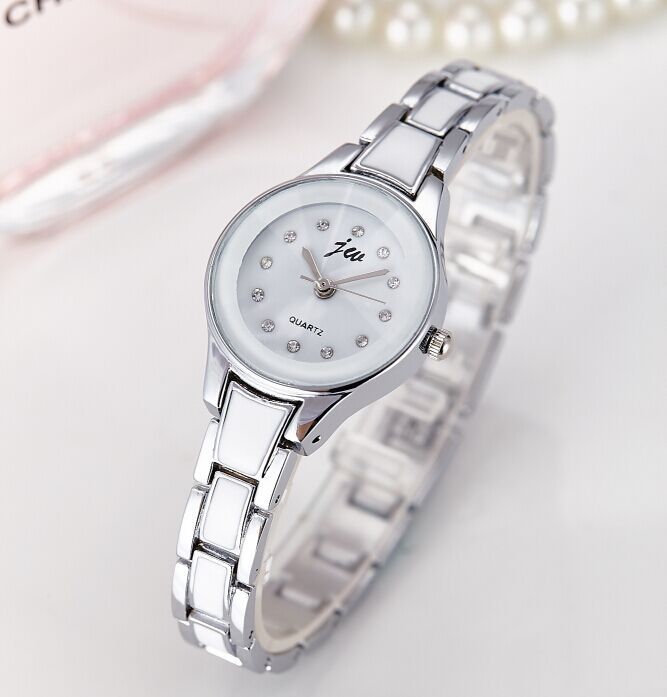 Imitation ceramic steel band ladies watch