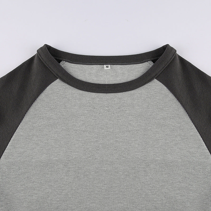 Round Neck Long-sleeved T-shirt Loose Casual Pullover Tops For Women