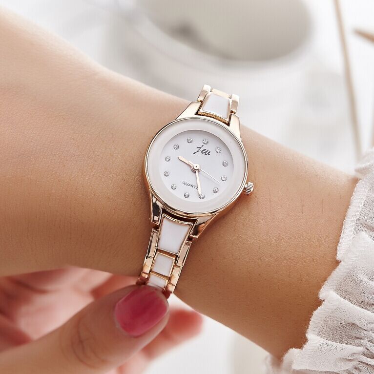 Imitation ceramic steel band ladies watch
