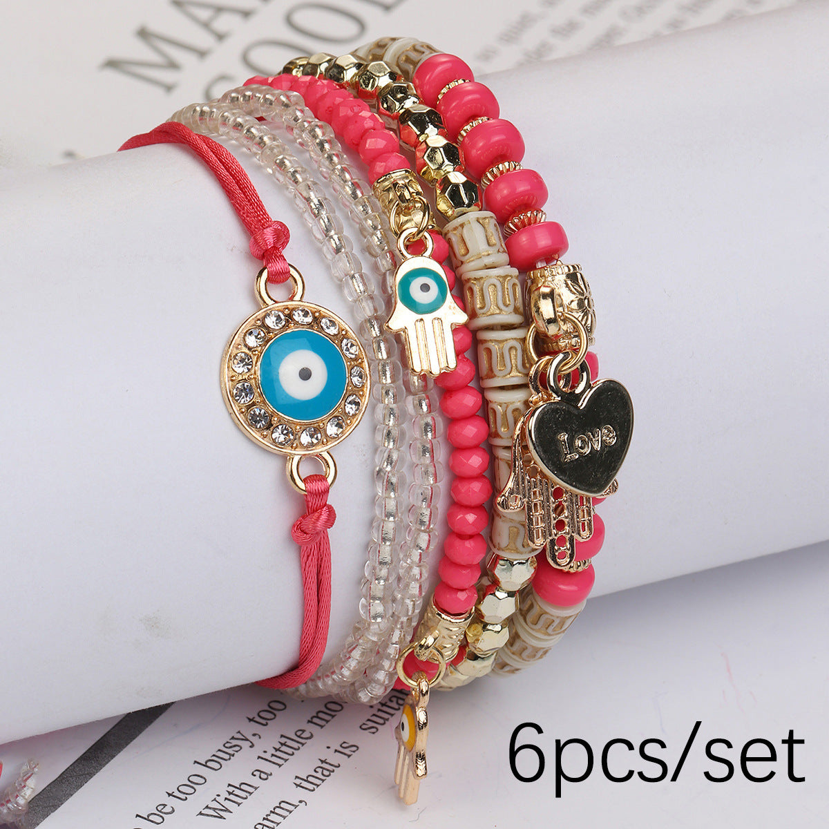 Adjustable Braided Rope Bracelet Multi-layer Multi-element
