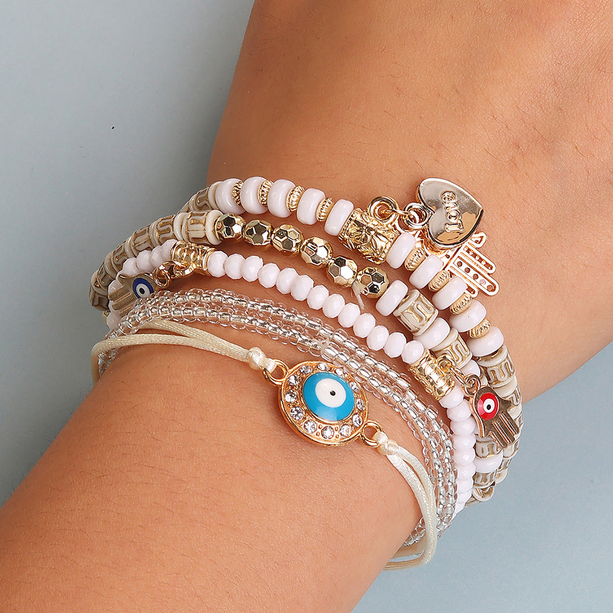 Adjustable Braided Rope Bracelet Multi-layer Multi-element