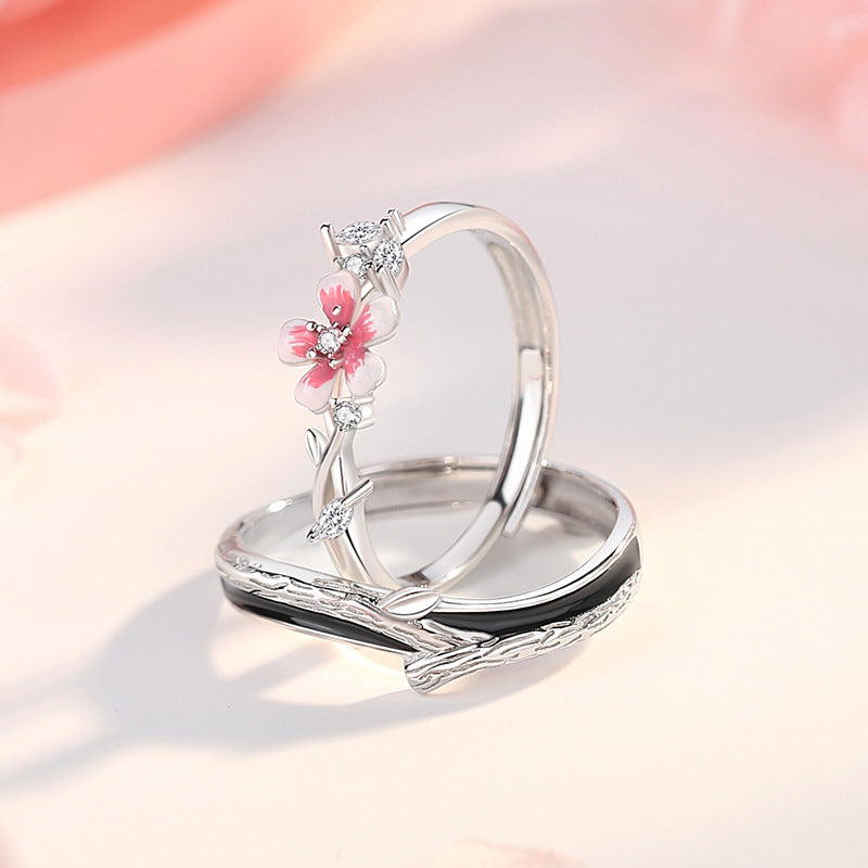 Niche High-grade Dried Wood Flowers Index Finger Ring