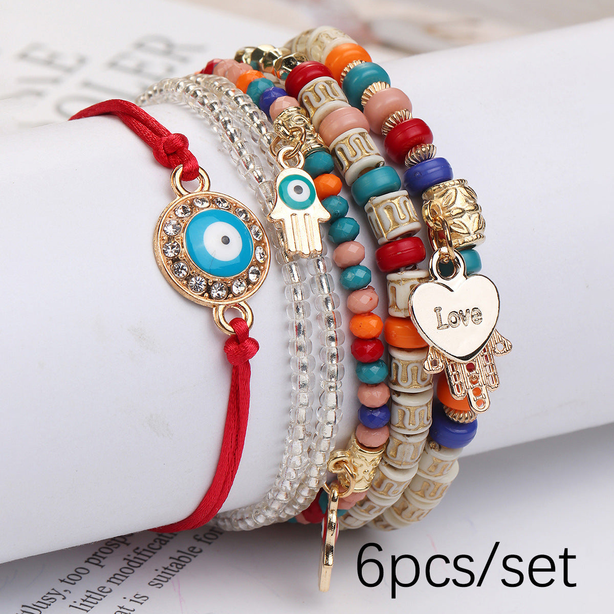 Adjustable Braided Rope Bracelet Multi-layer Multi-element