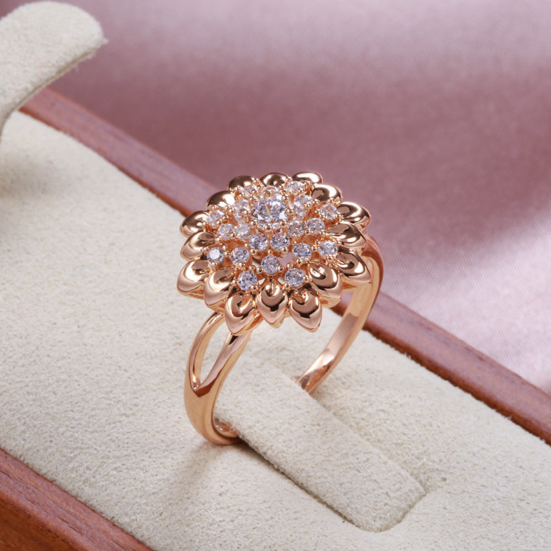 SUNFLOWER Ring With Zircon Sunflower