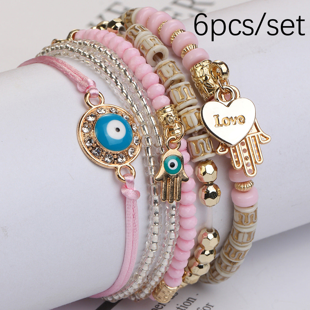 Adjustable Braided Rope Bracelet Multi-layer Multi-element