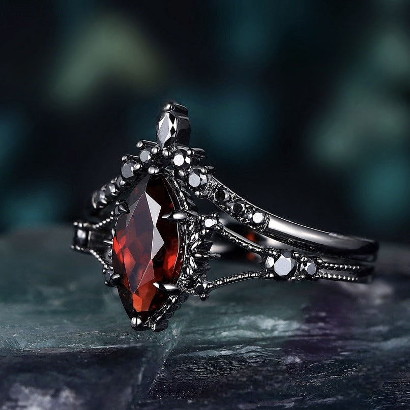 Dark Ring Red Zircon Ring
