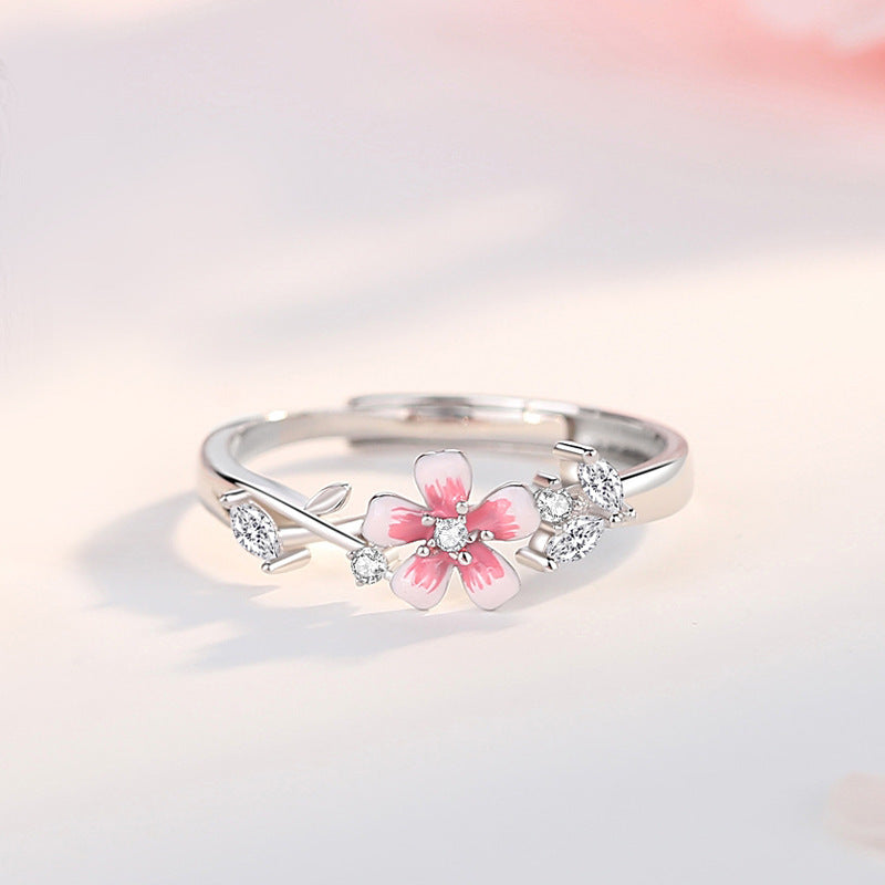 Niche High-grade Dried Wood Flowers Index Finger Ring