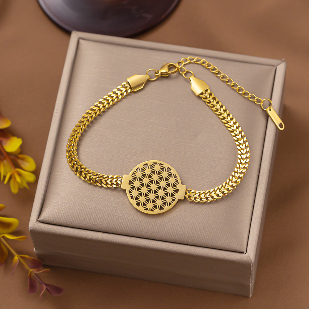 Stainless Steel Scale Bracelet Female Trend Flower Lucky Tree