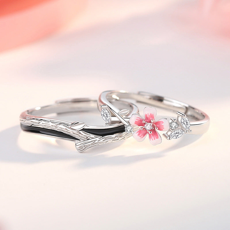 Niche High-grade Dried Wood Flowers Index Finger Ring