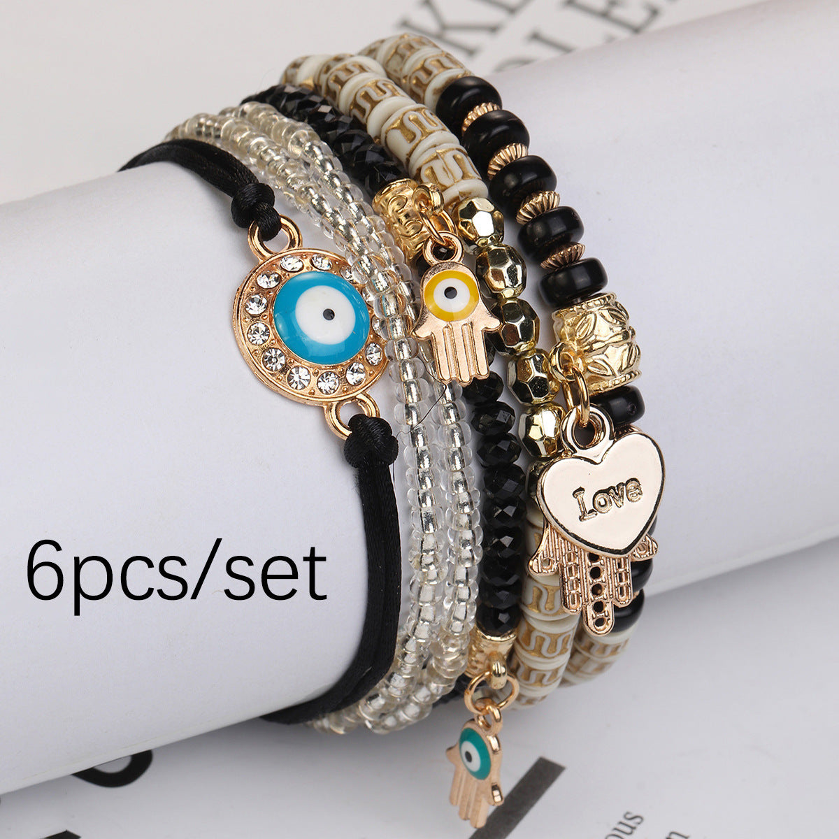 Adjustable Braided Rope Bracelet Multi-layer Multi-element