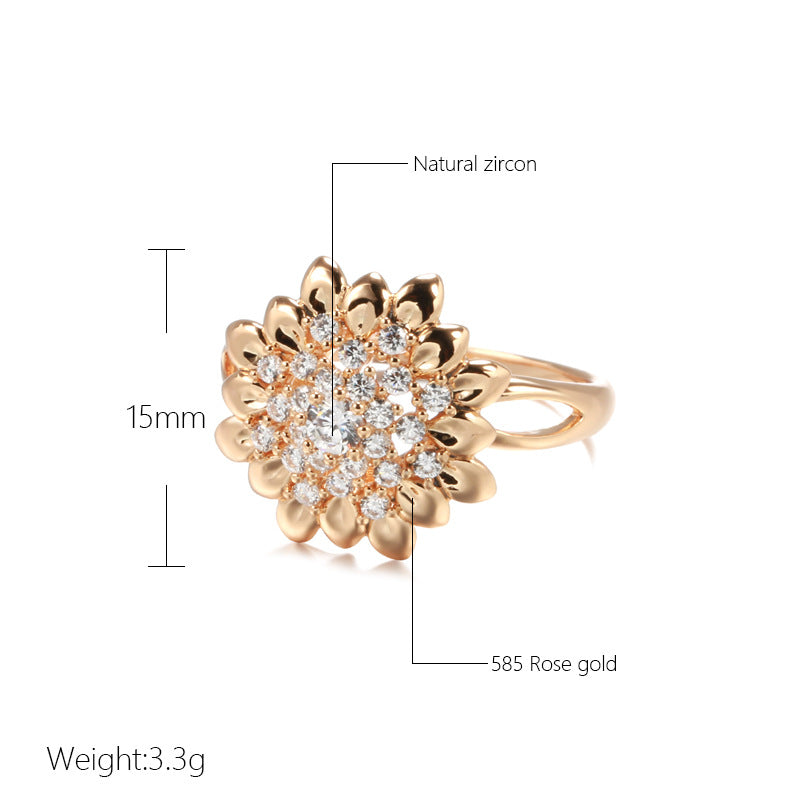 SUNFLOWER Ring With Zircon Sunflower