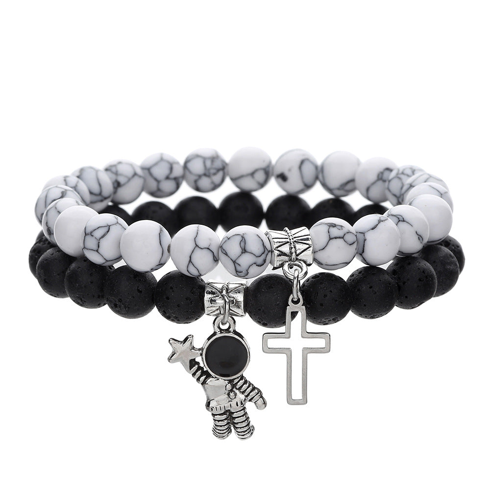 Women's Cross Friendship Couple Bracelet Glass Beaded Bracelet