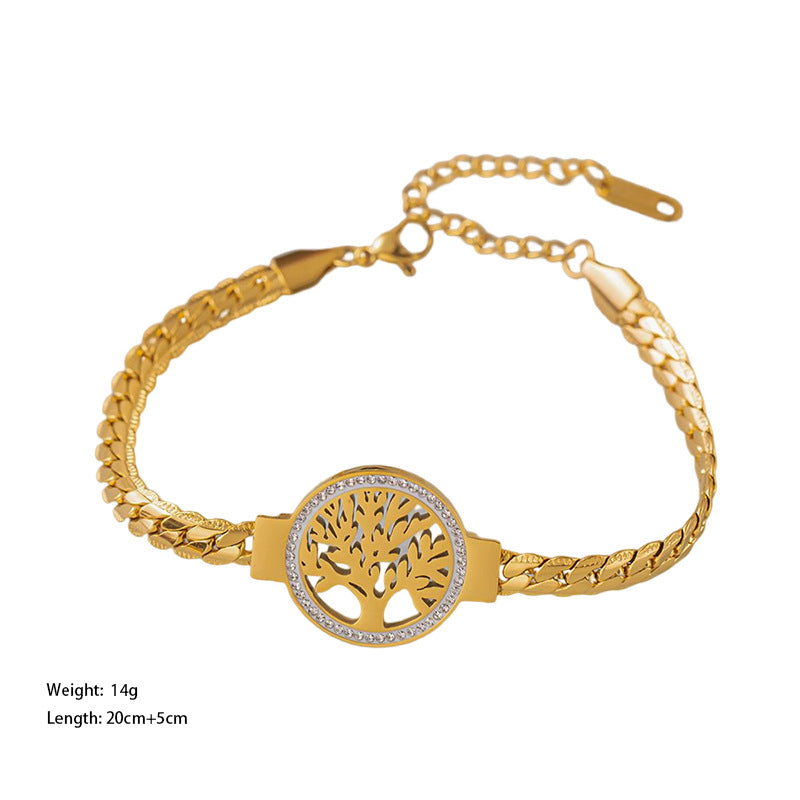Stainless Steel Scale Bracelet Female Trend Flower Lucky Tree