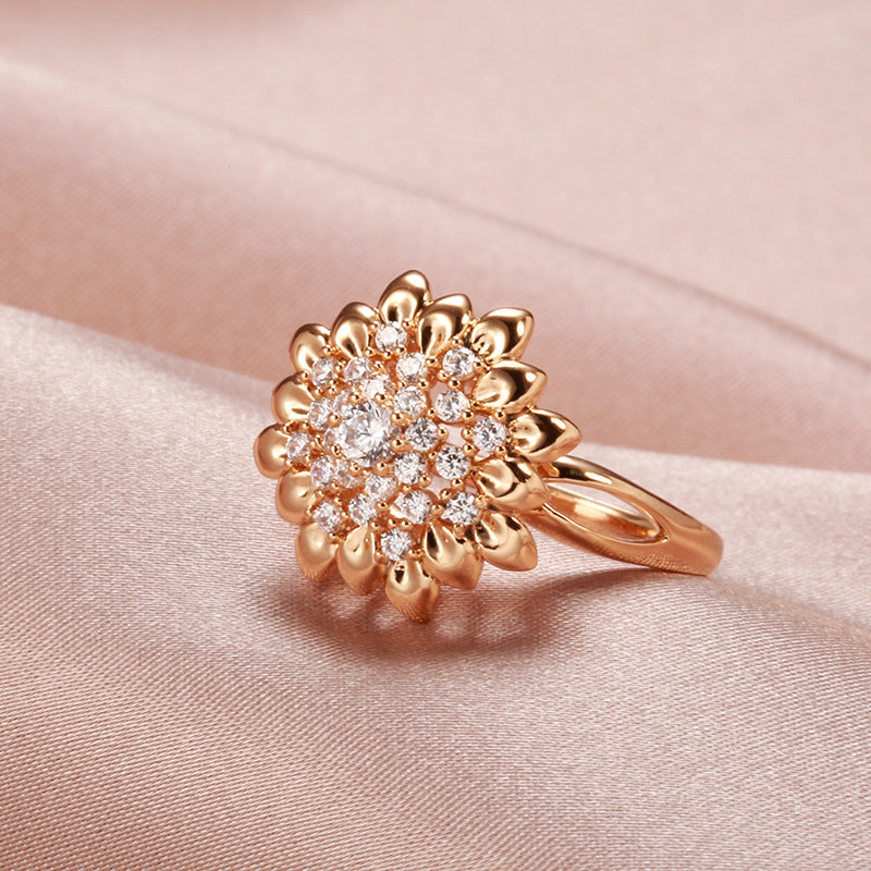 SUNFLOWER Ring With Zircon Sunflower