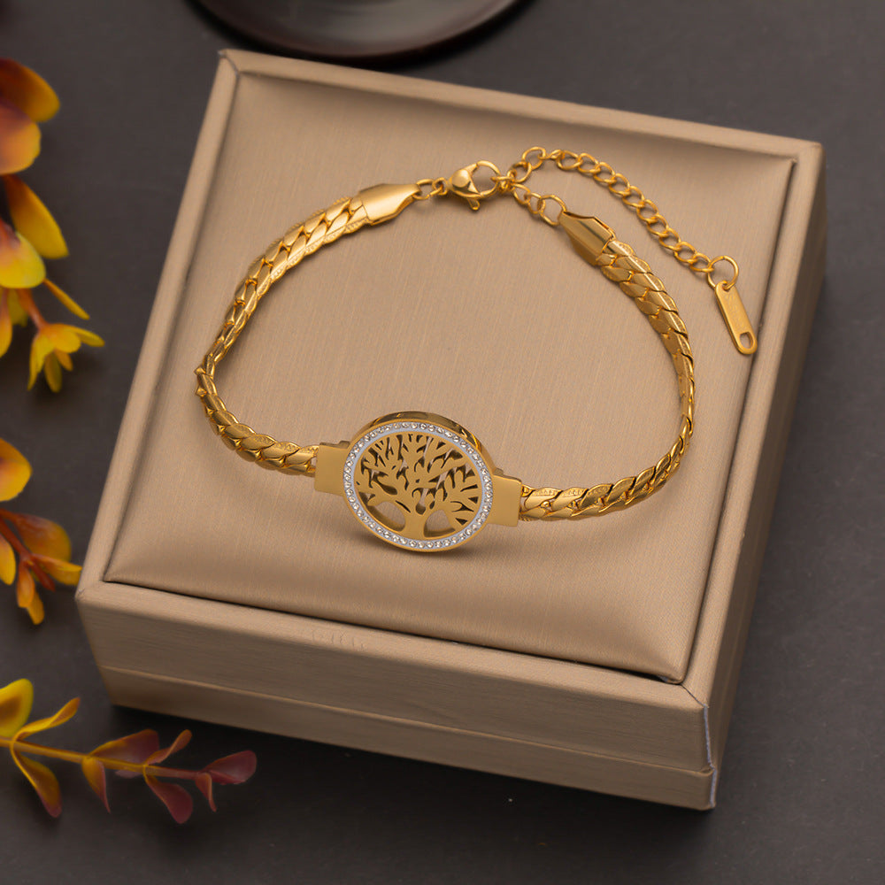 Stainless Steel Scale Bracelet Female Trend Flower Lucky Tree