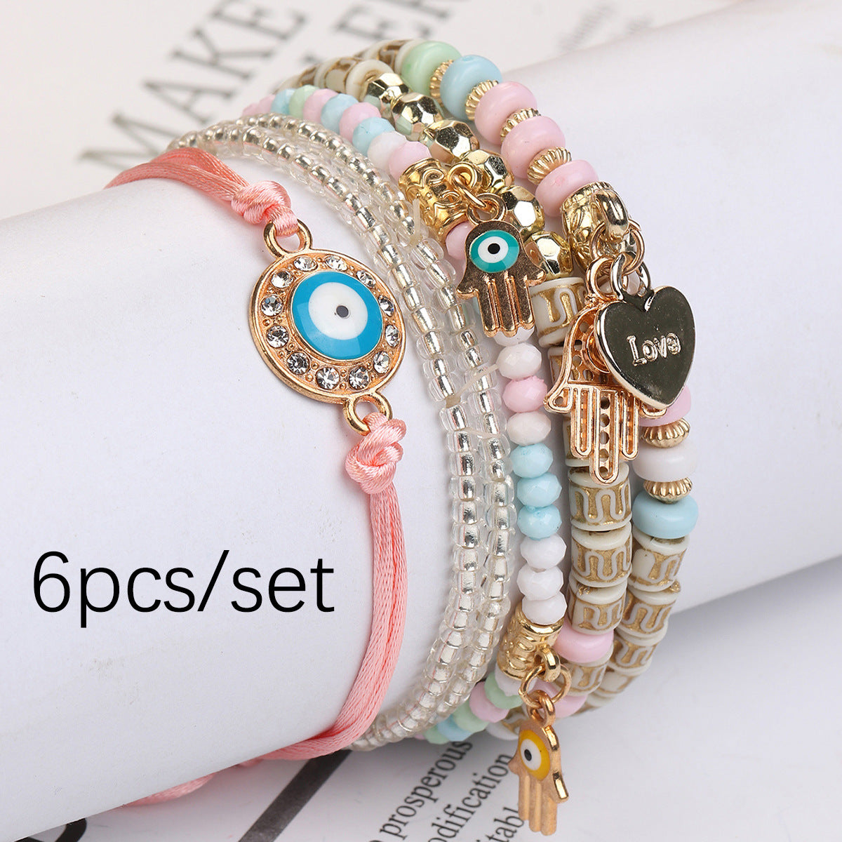 Adjustable Braided Rope Bracelet Multi-layer Multi-element