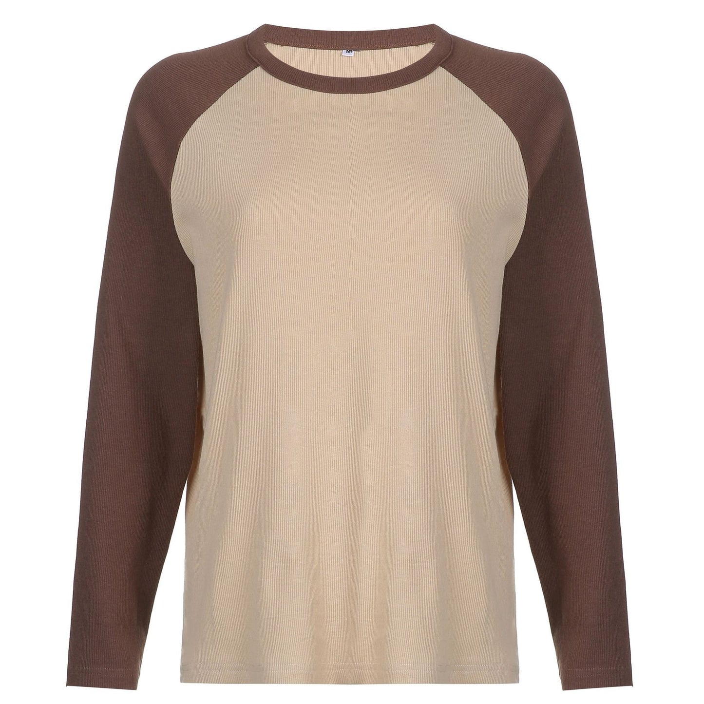 Round Neck Long-sleeved T-shirt Loose Casual Pullover Tops For Women