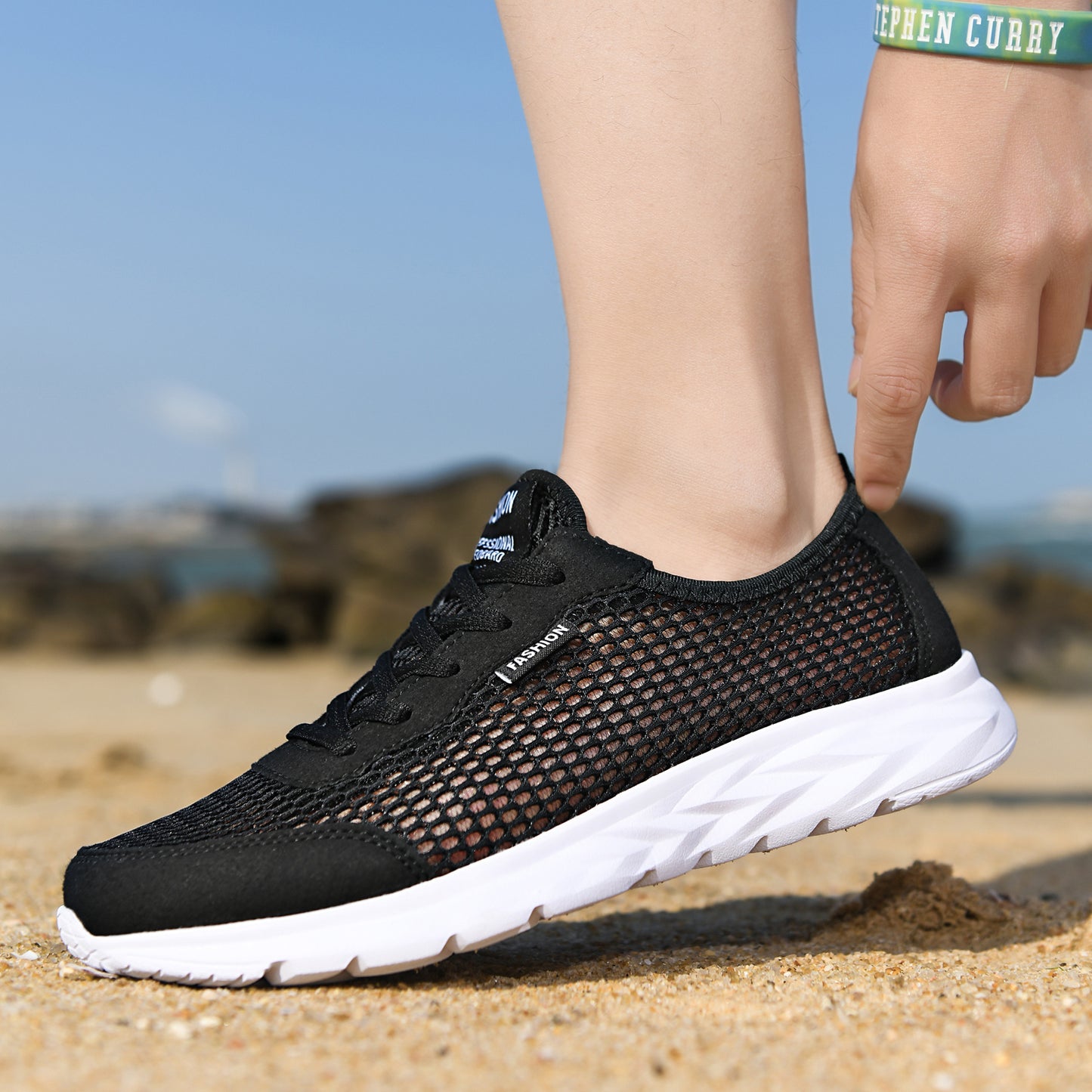 Summer Men's Shoes Sports Mesh Viscose Shoes Round Toe Casual Shoes